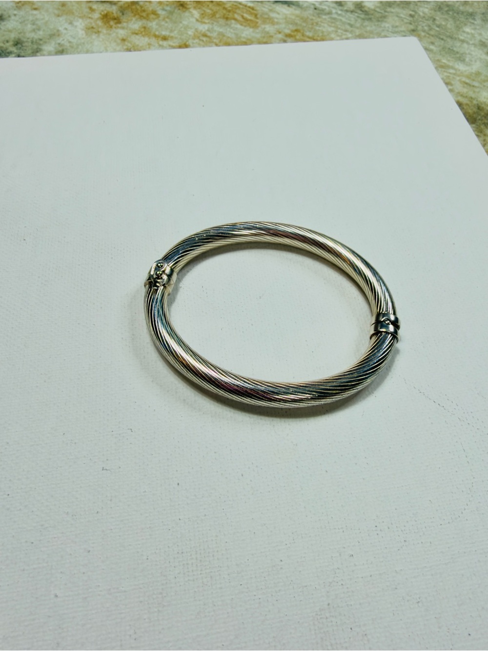 Vintage MILOR Italy 925 Sterling Silver Twisted Hinged Bangle Bracelet 16g